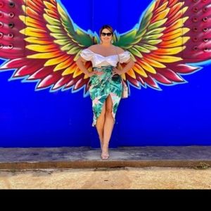 New York & Co Tropical print sarong skirt